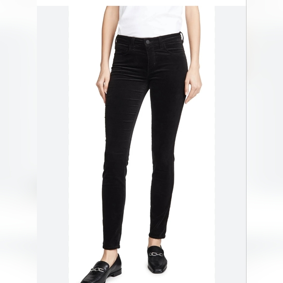 L'AGENCE Marguerite Velvet High Rise Skinny Pants, Noir (Black) 25 - Picture 3 of 13